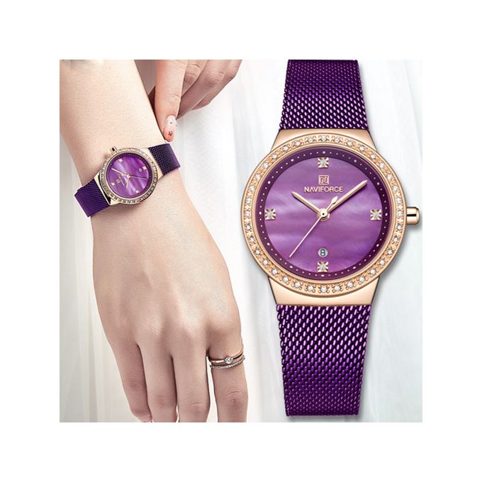 Montre Femme Naviforce - Nf5005L - Bracelet Acier Inoxydable - purple -