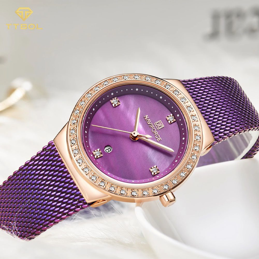 Montre Femme Naviforce - Nf5005L - Bracelet Acier Inoxydable - purple -